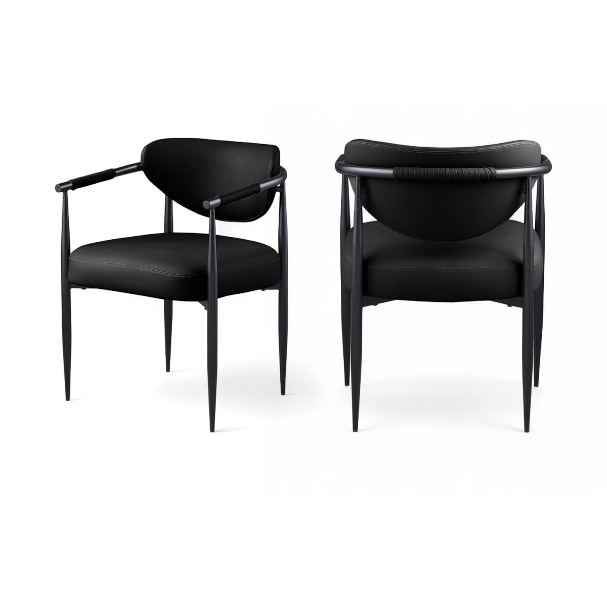 Virella Black Vegan Leather Upholstered Dining Chair Set of 2