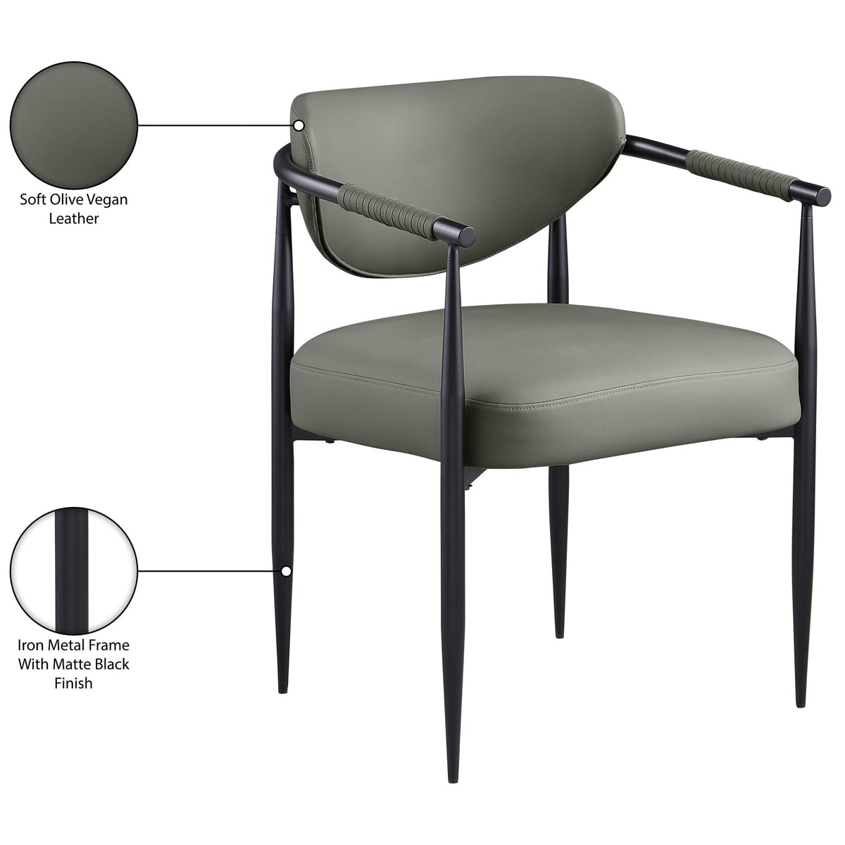 Virella Olive Vegan Leather Upholstered Dining Chair Set of 2