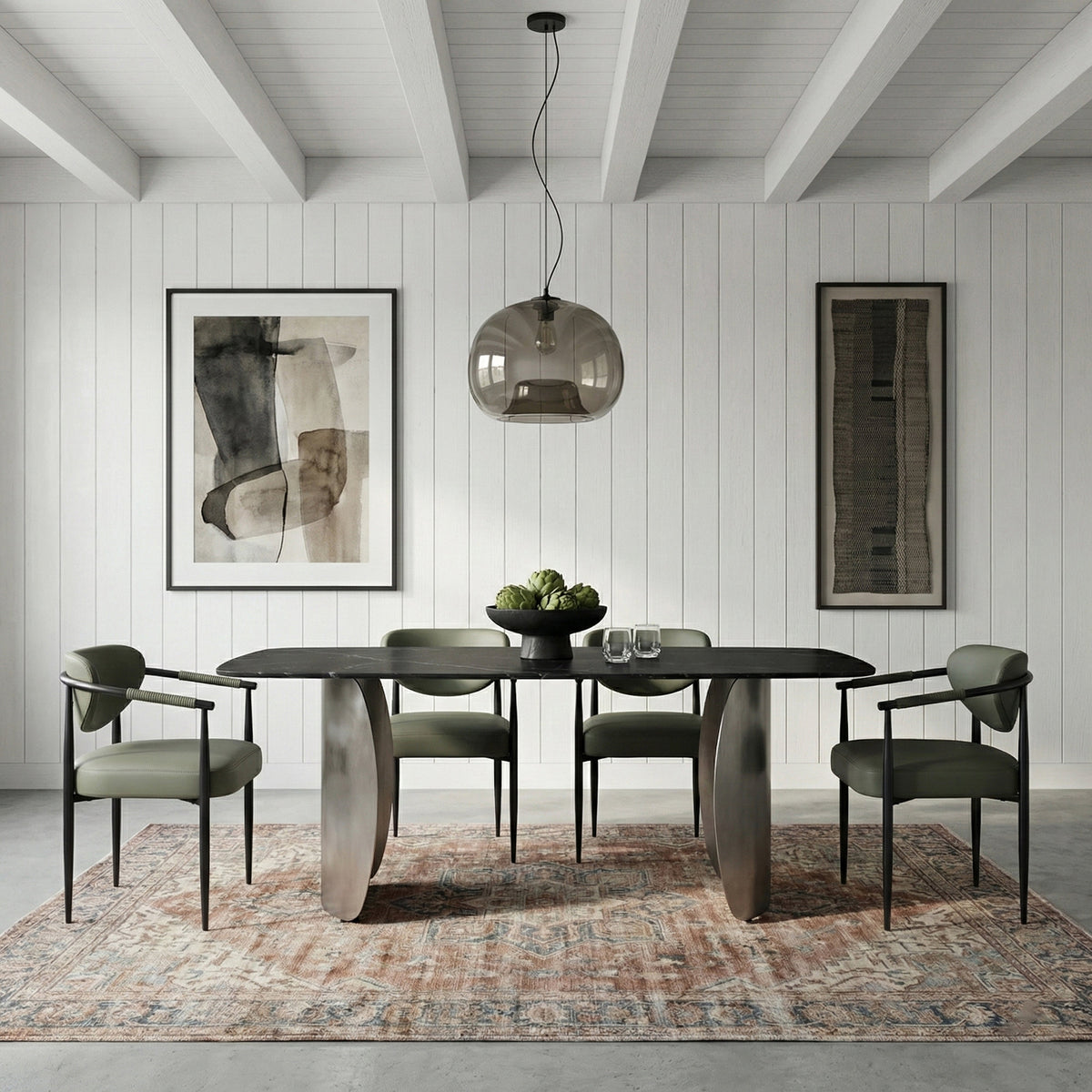 Virella Olive Vegan Leather Upholstered Dining Chair Set of 2