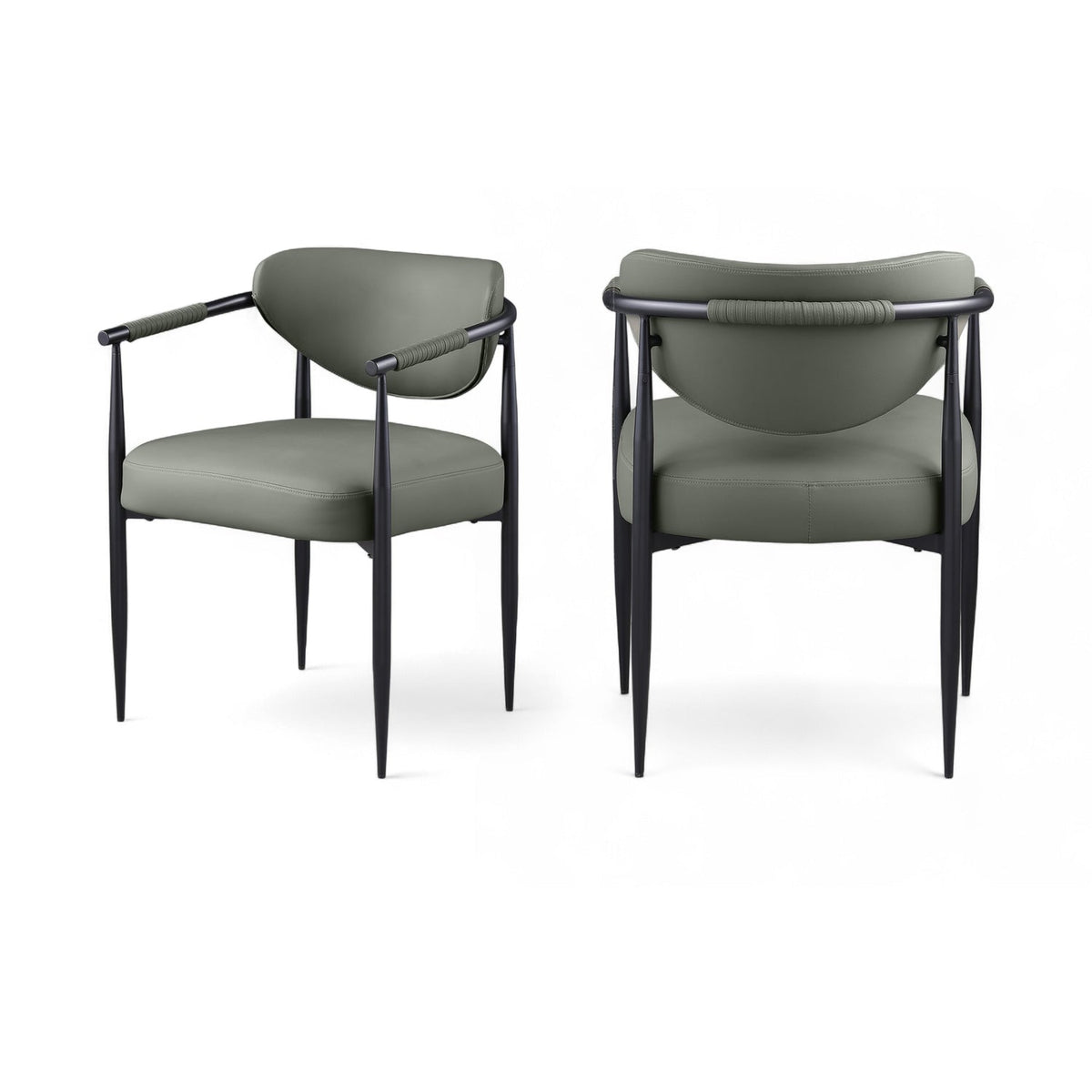 Virella Olive Vegan Leather Upholstered Dining Chair Set of 2