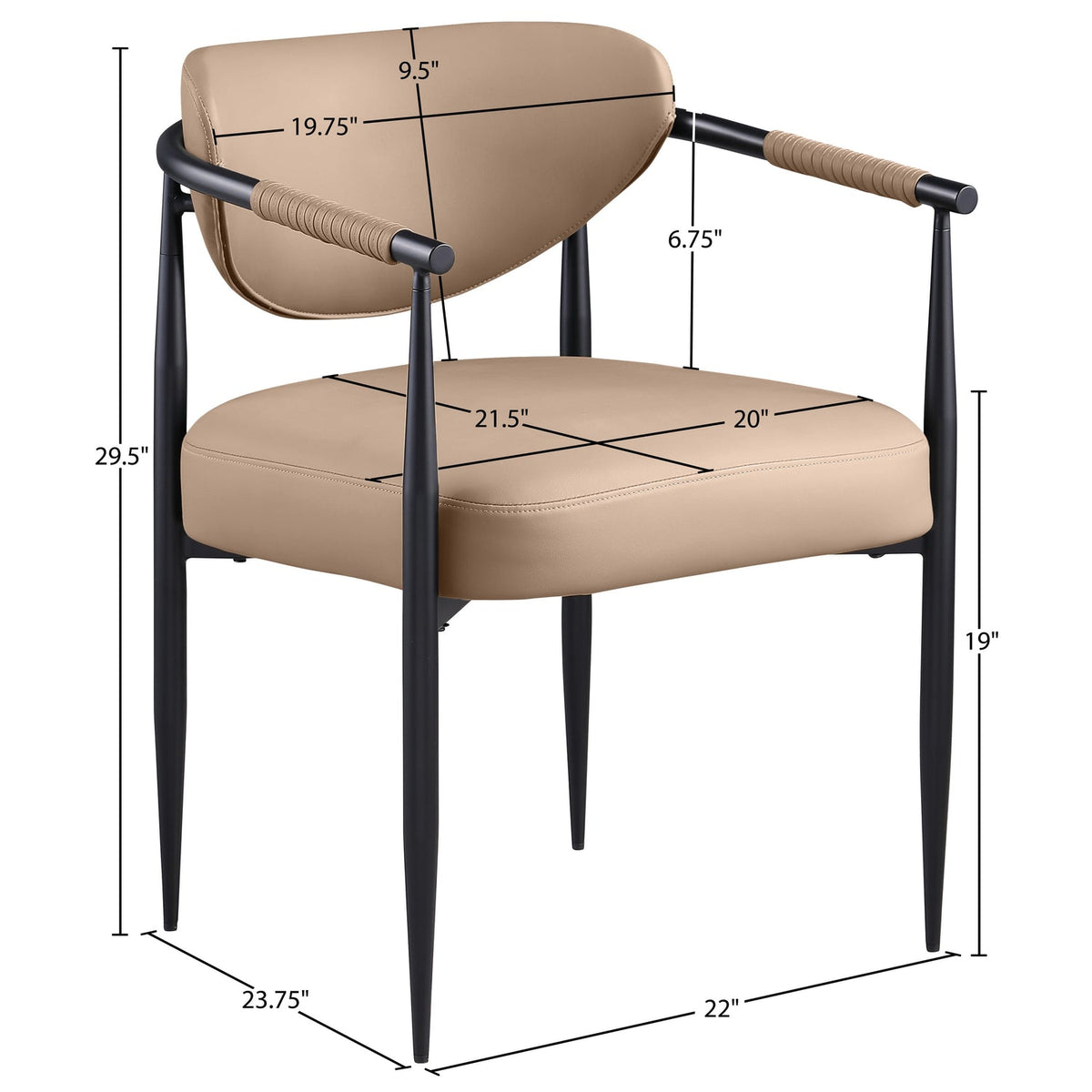 Virella Tan Vegan Leather Upholstered Dining Chair Set of 2