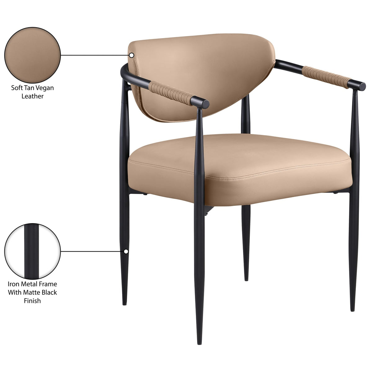 Virella Tan Vegan Leather Upholstered Dining Chair Set of 2