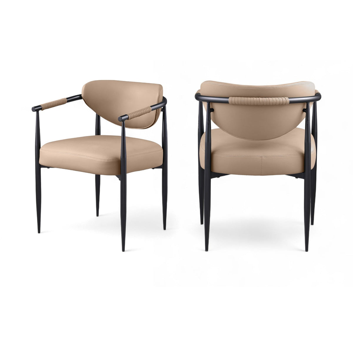 Virella Tan Vegan Leather Upholstered Dining Chair Set of 2