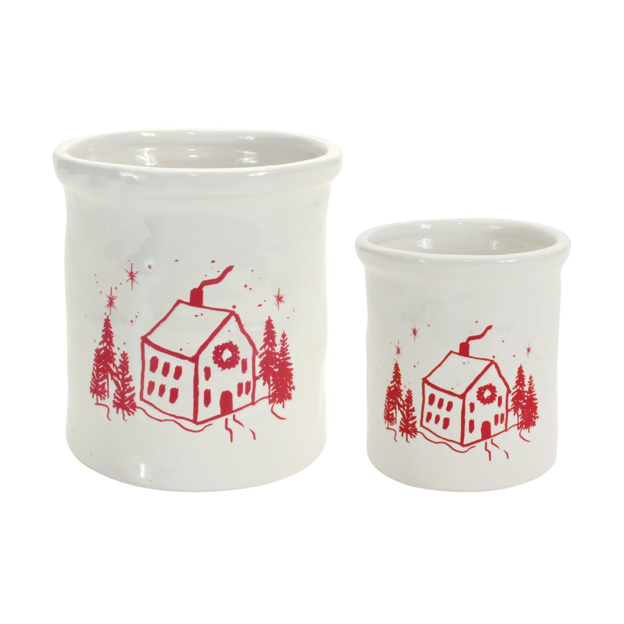 Snowy House Crock Set of 4