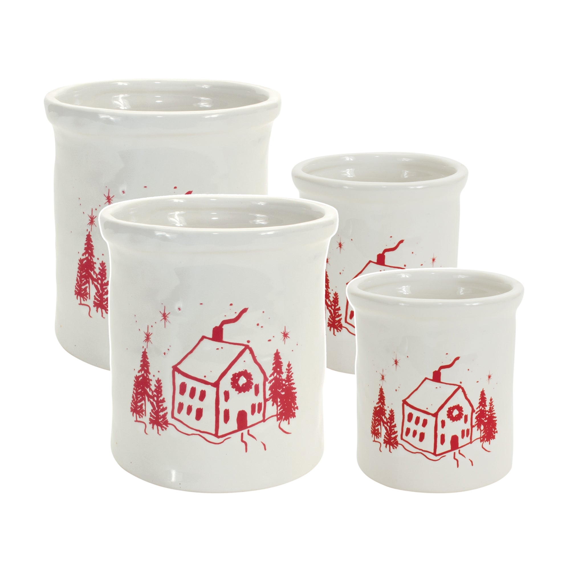 Snowy House Crock Set of 4