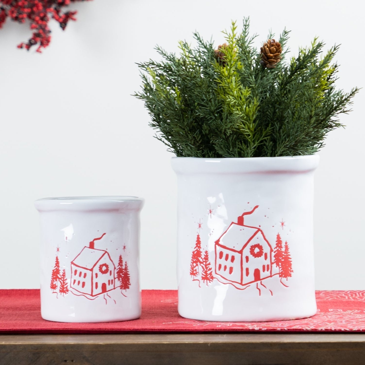Snowy House Crock Set of 4