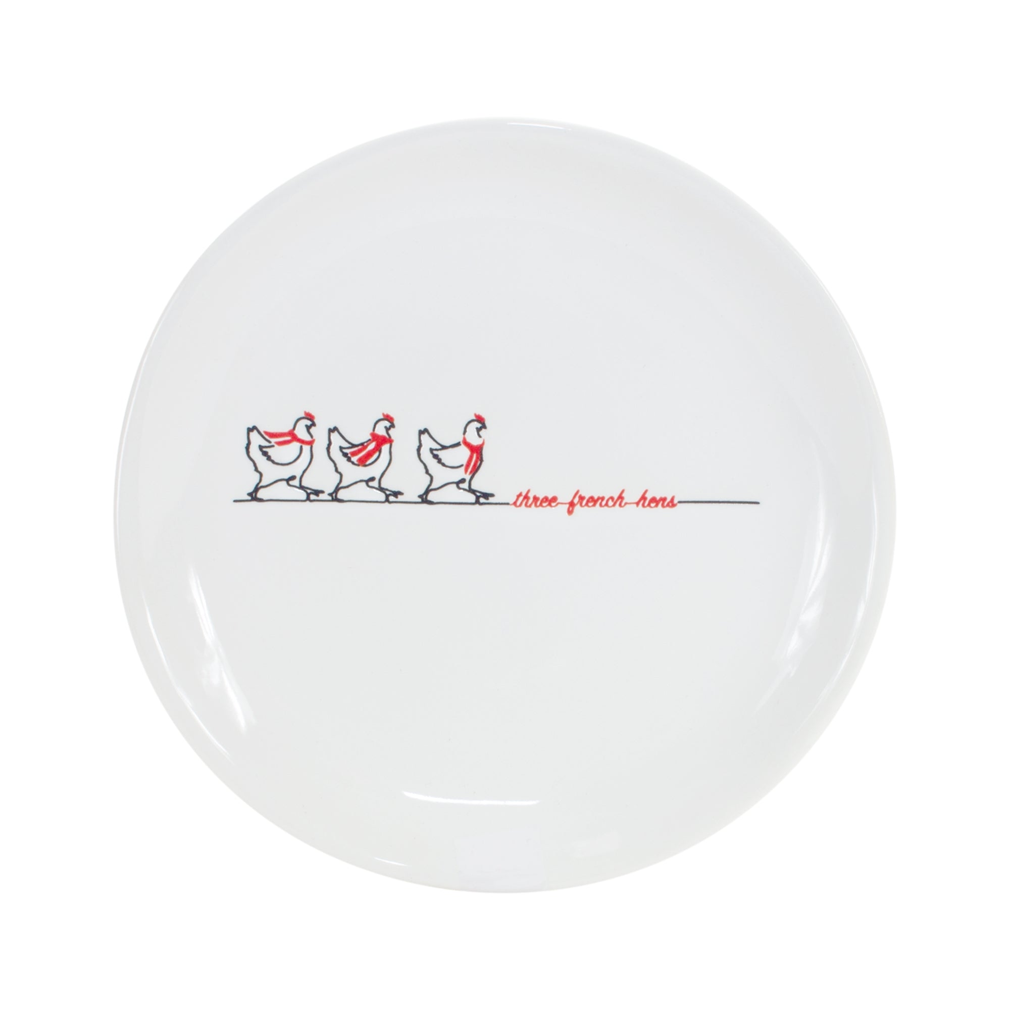 Three French Hens Holiday Plate Set of 4