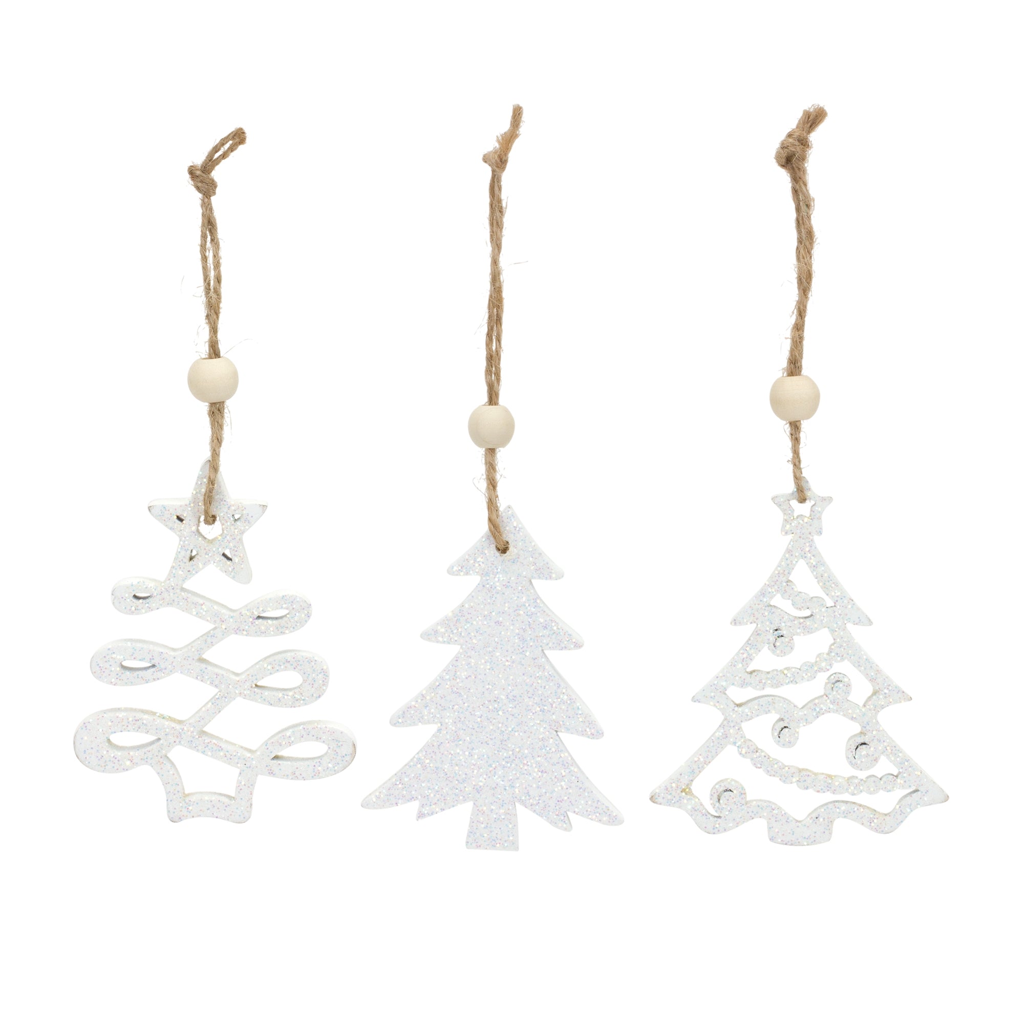 Wood Tree Tag Ornament Set of 9