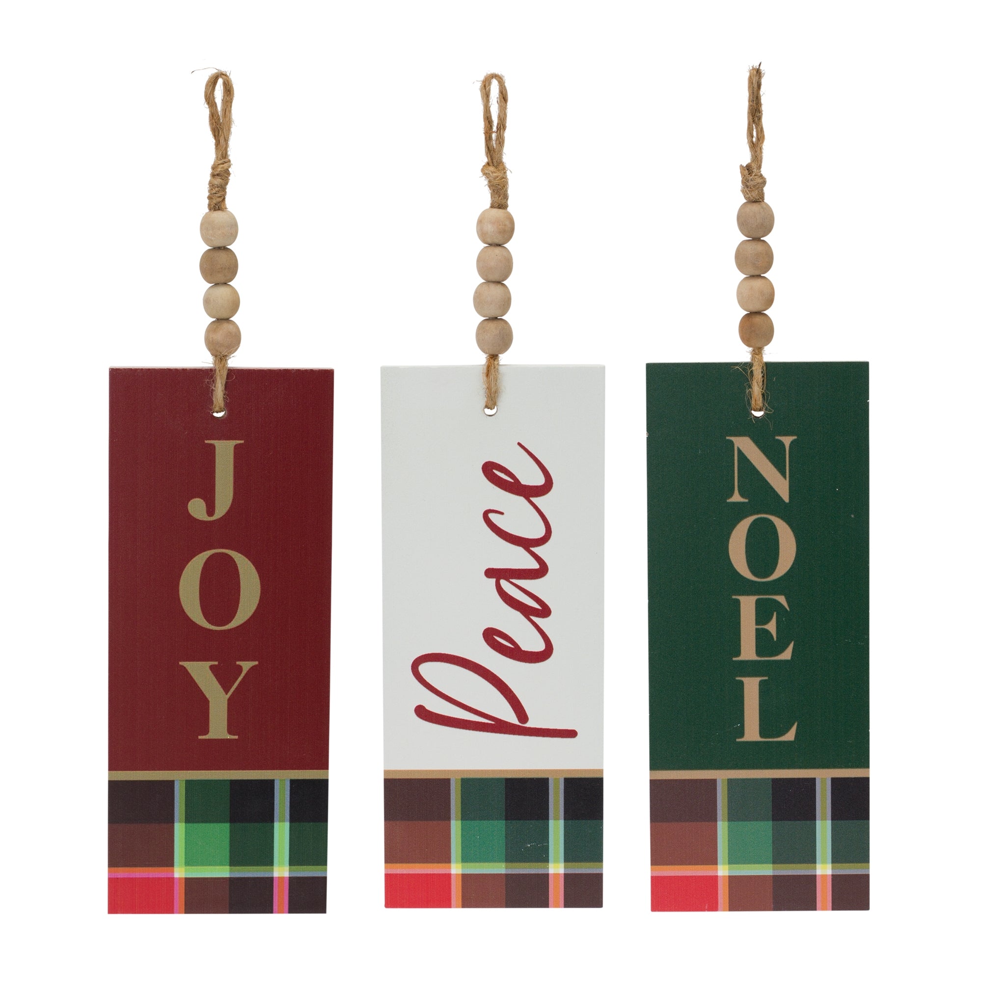 Wood Sentiment Tag Ornament Set of 12