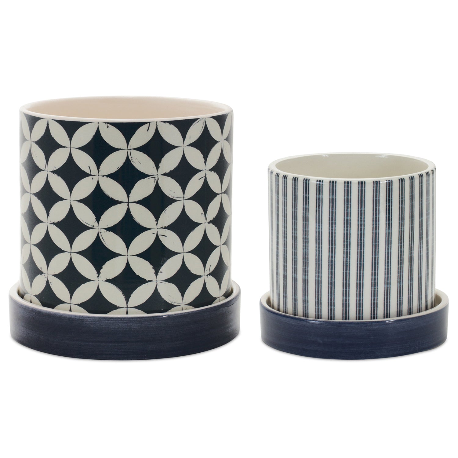Geometric Planter with Plate Set of 2