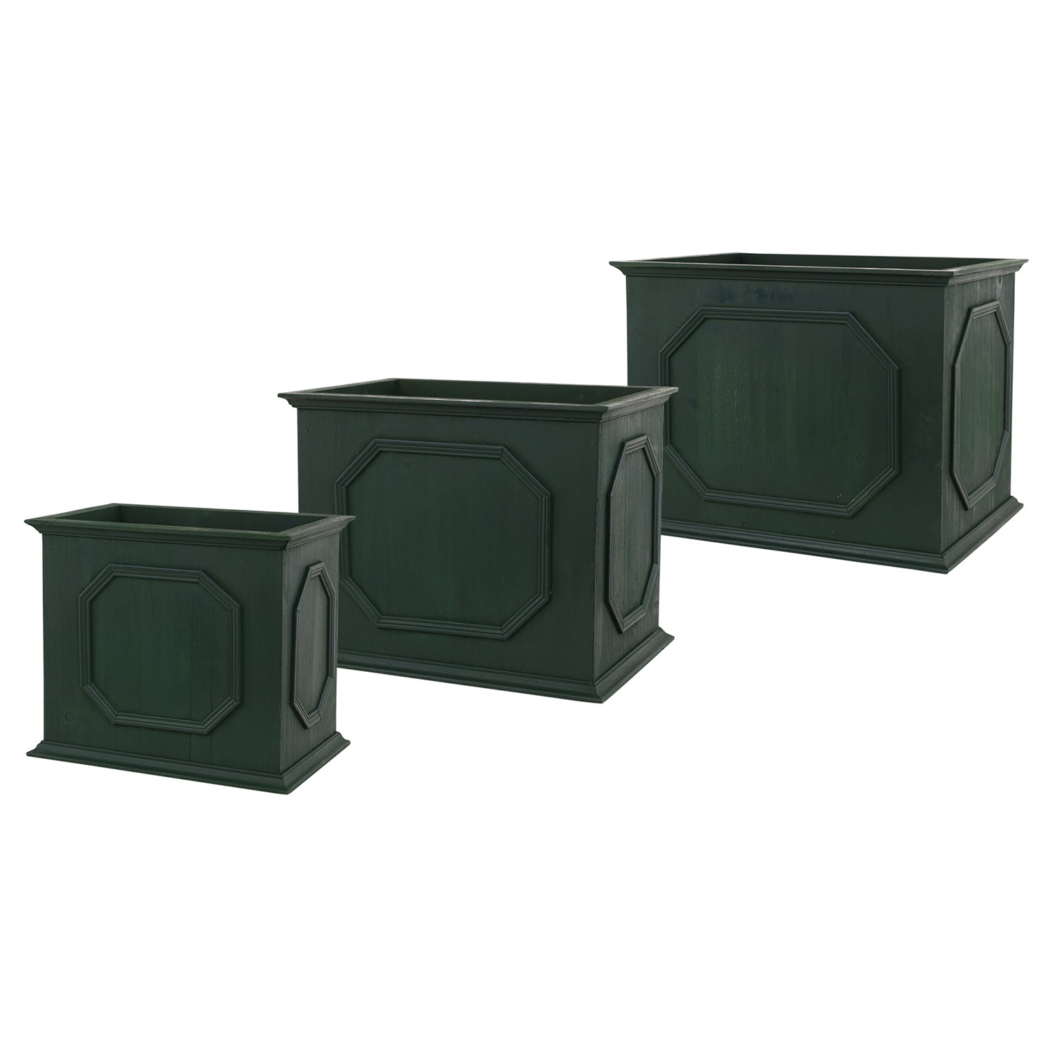 Green Wood Rectangle Platner Box Set of 3