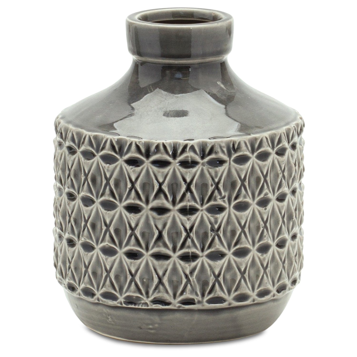 Goemetric Terra Cotta Vase with Black Finish