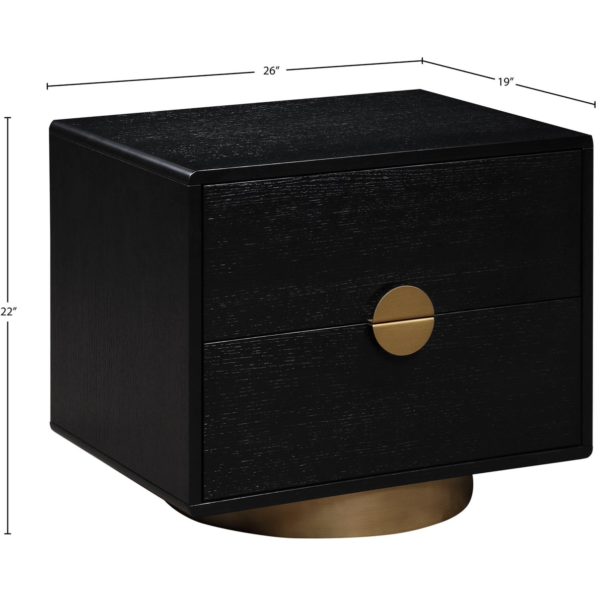 Wade 26in Black Oak Veneer Nightstand Side Table Set of 2
