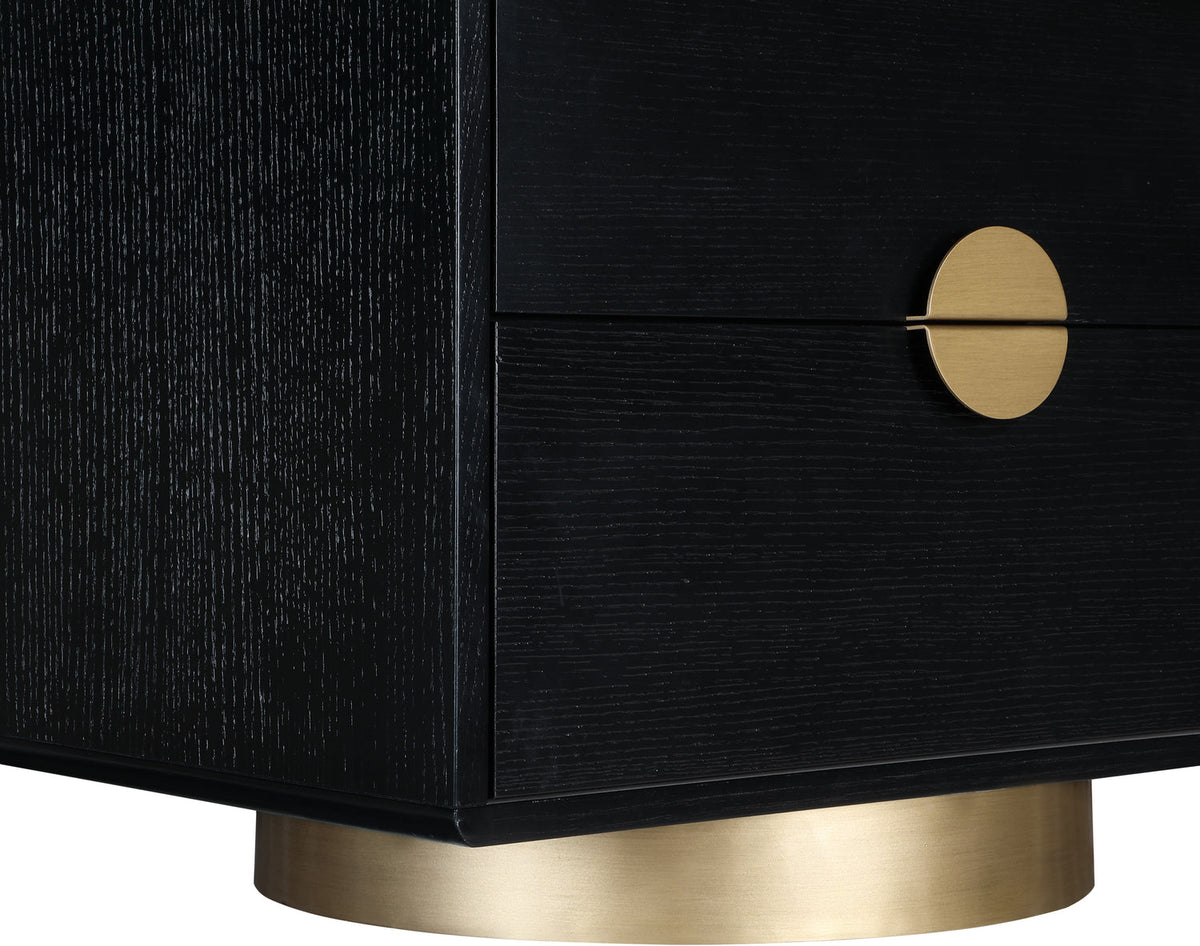 Wade 26in Black Oak Veneer Nightstand Side Table Set of 2