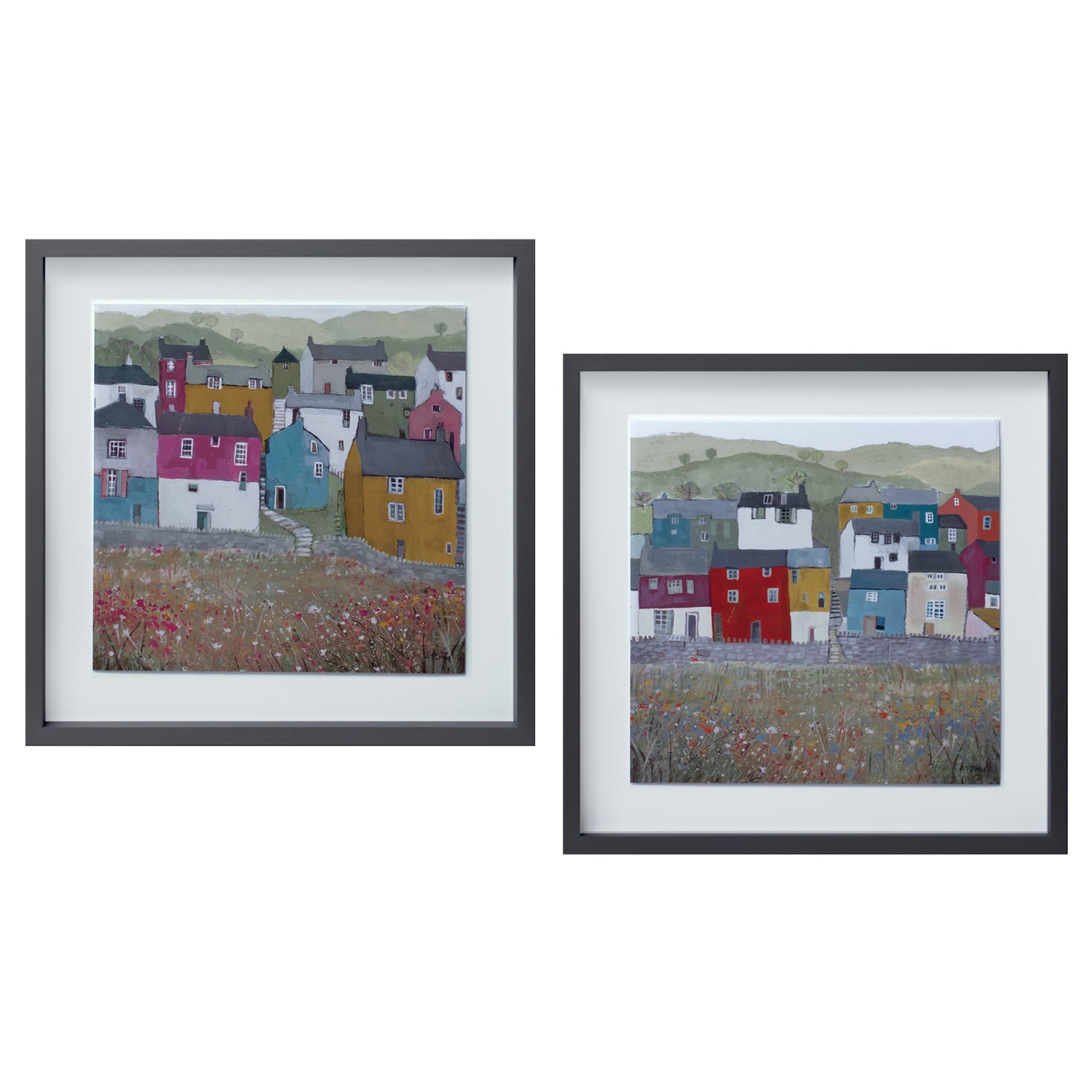 Wood Framed House Print Set of 2