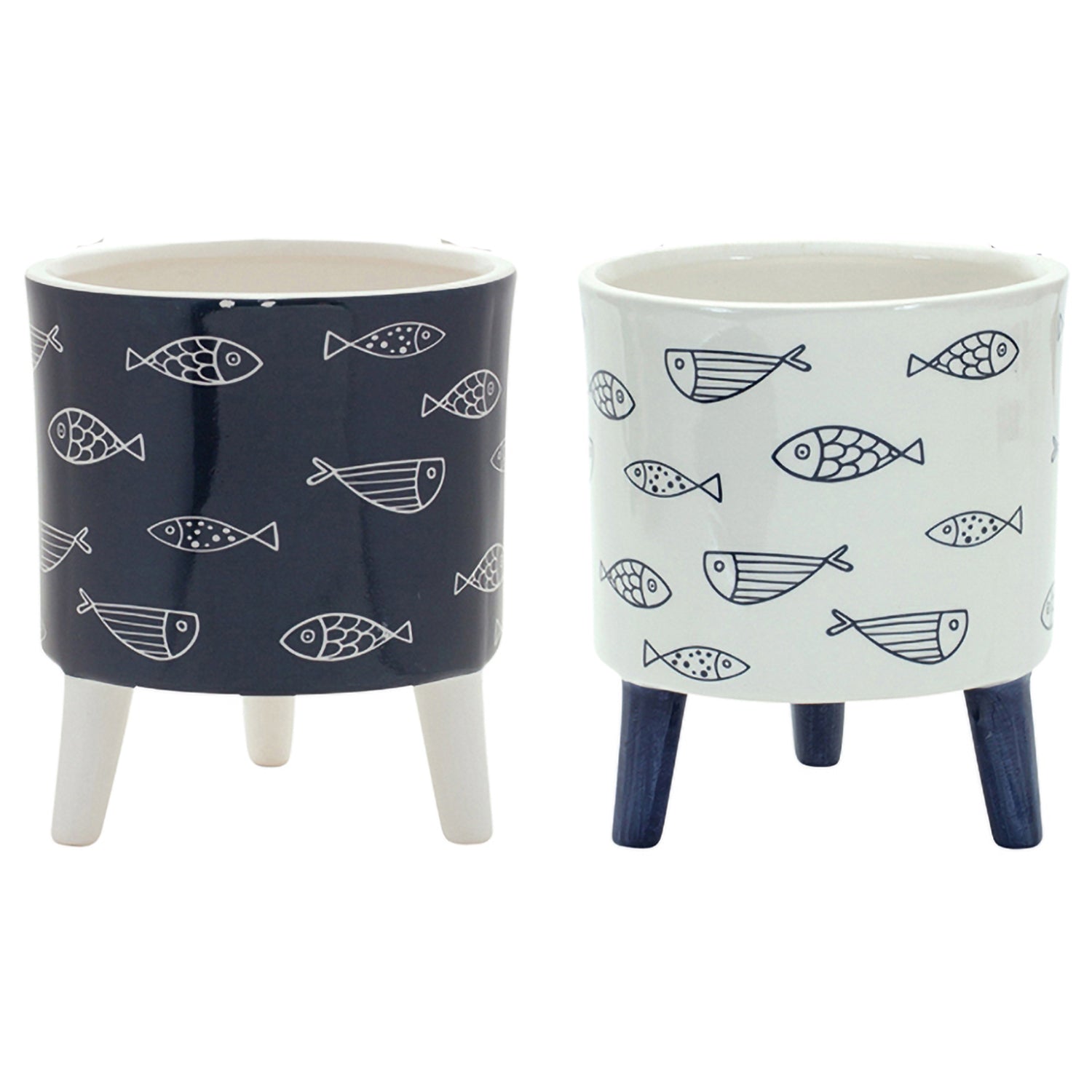 Coastal Fish Planter with Legs Set of 12