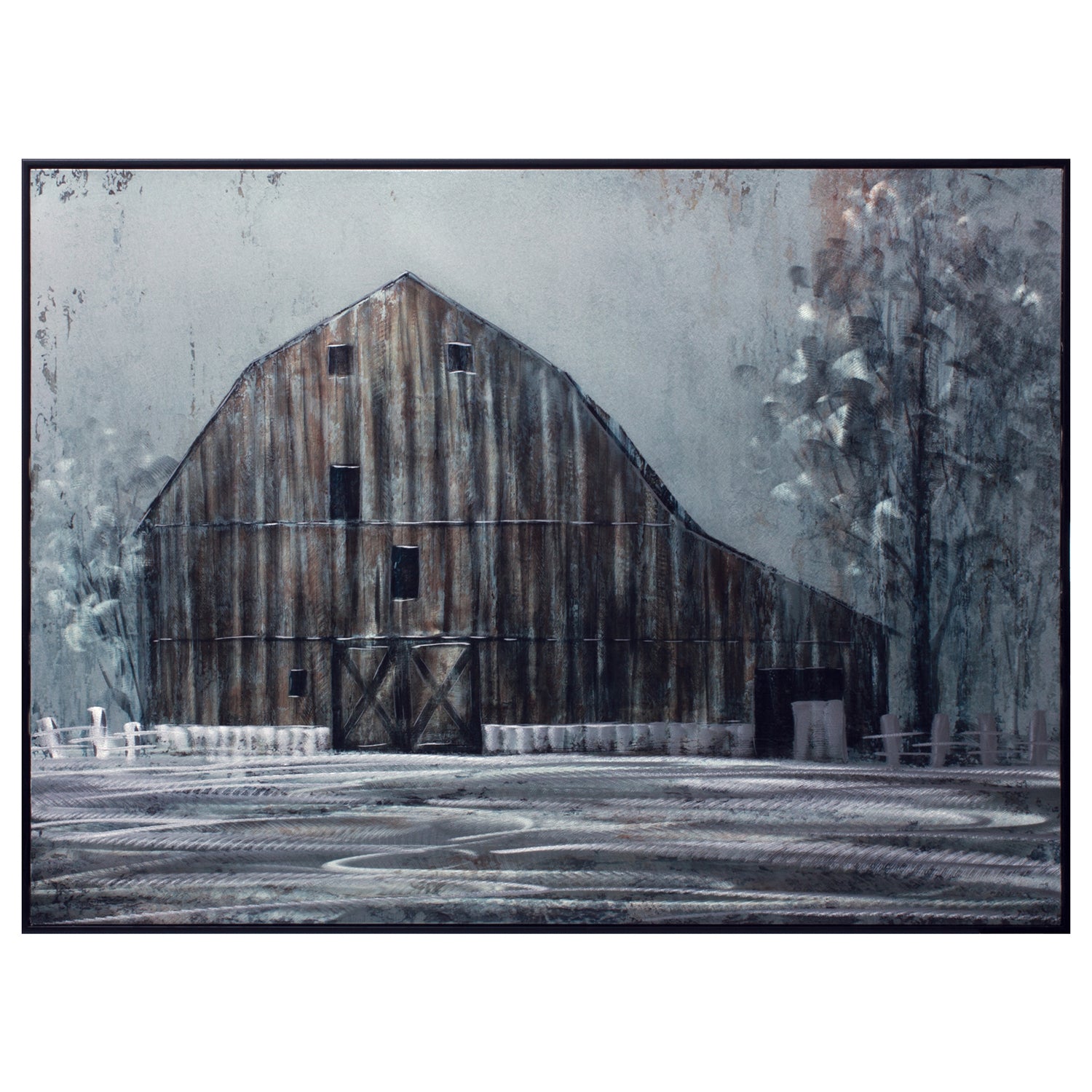 Metal Framed Modern Barn Canvas Painting Wall Art