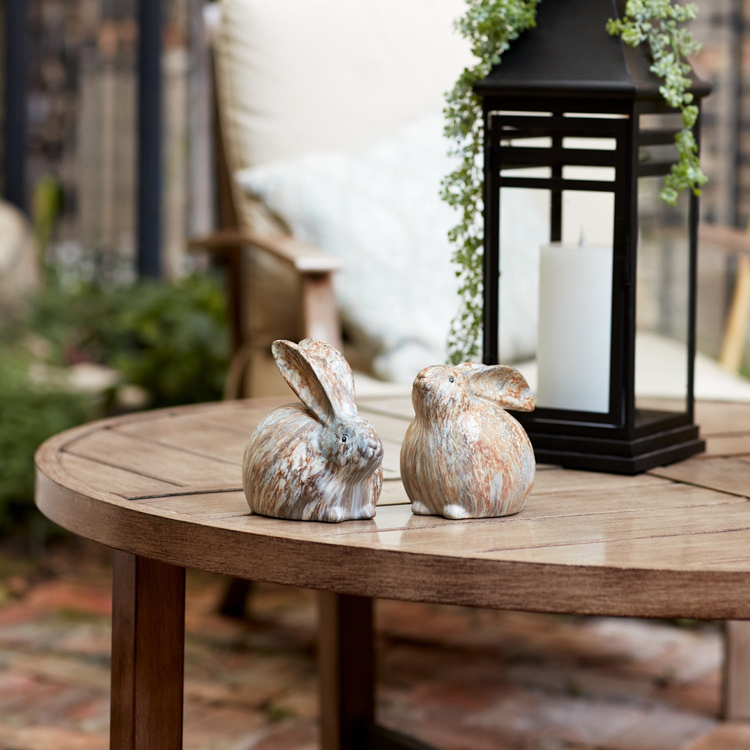 Modern Bunny Rabbit Sculpture Set of 2