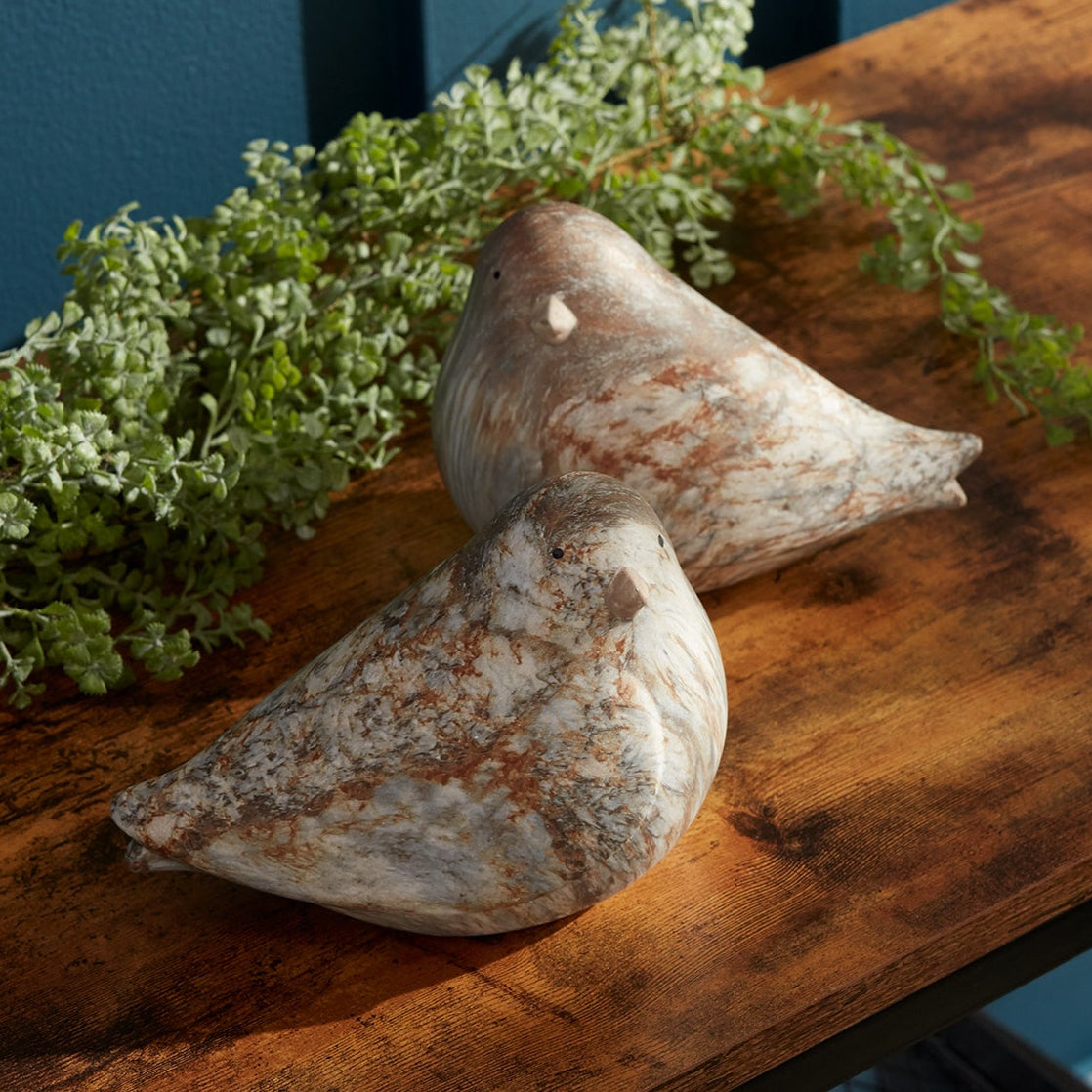 Terra Cotta Bird Sculpture Set of 2