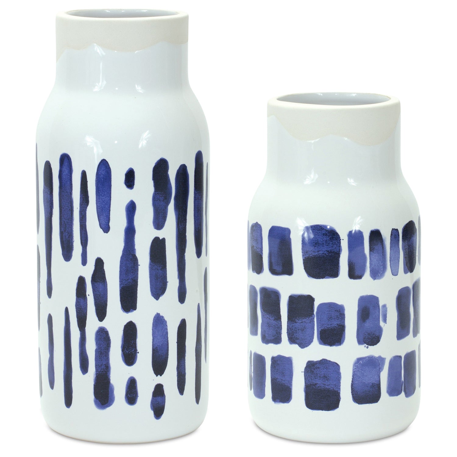 Two-Tone Tie Dye Ceramic Vase Set of 2