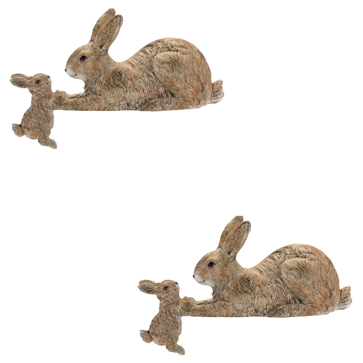Stone Mother Rabbit and Baby Bunny Self Sitter Set of 2