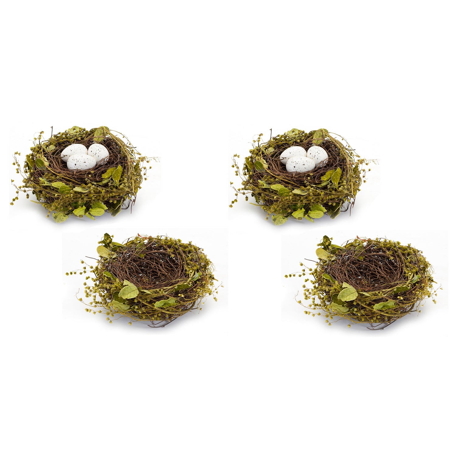 Speckled Egg Twig Bird Nest Set of 4