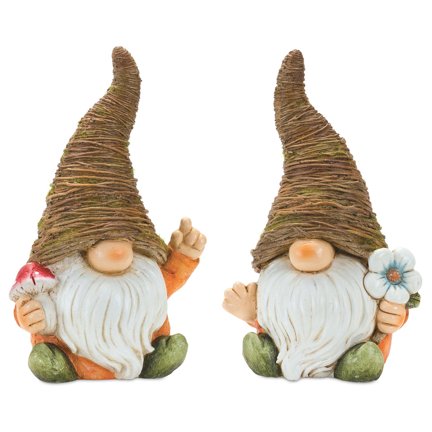 Distressed Garden Gnome Statue Set of 2