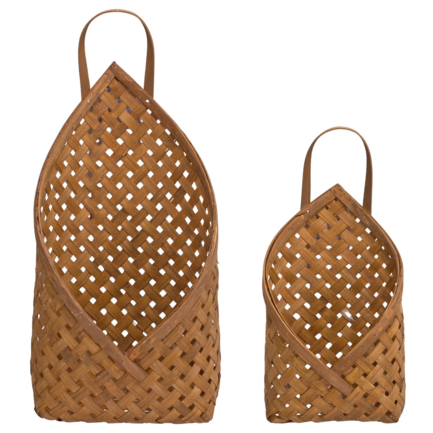 Woven Bamboo Basket Wall Pocket Set of 2