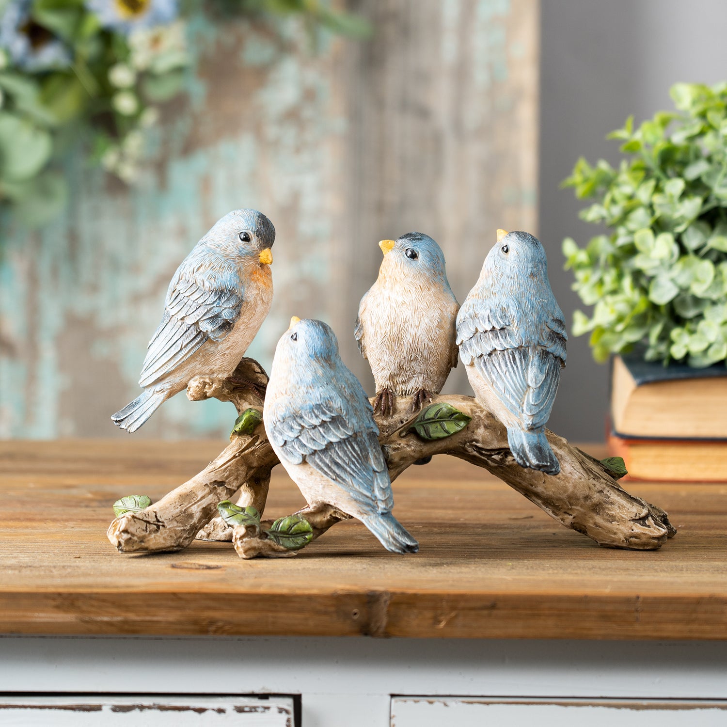 Blue Birds on Branch Figurine