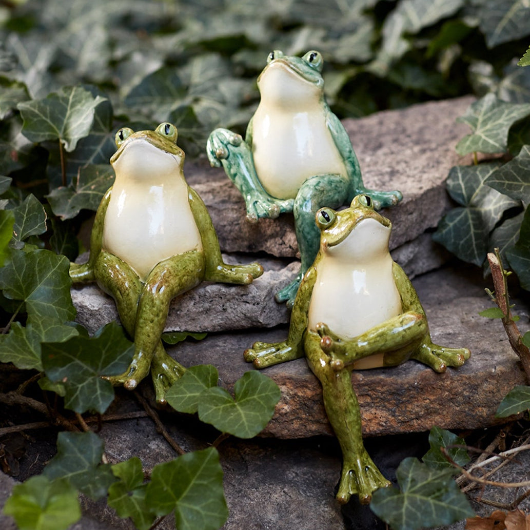 Stone Garden Frog Shelf Sitter Set of 3