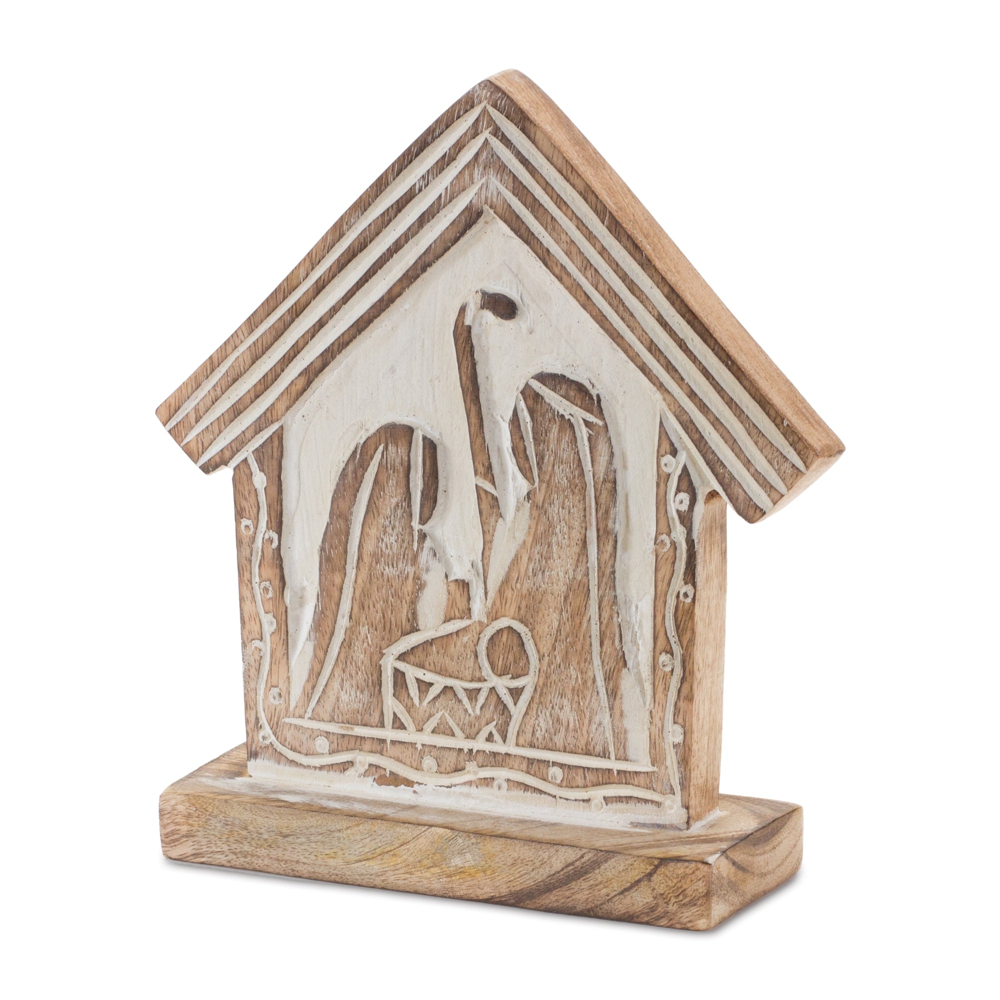 Carved Nativity Barn Scene Set of 2