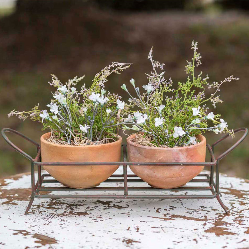 Iron Holder with Two Pots Planter