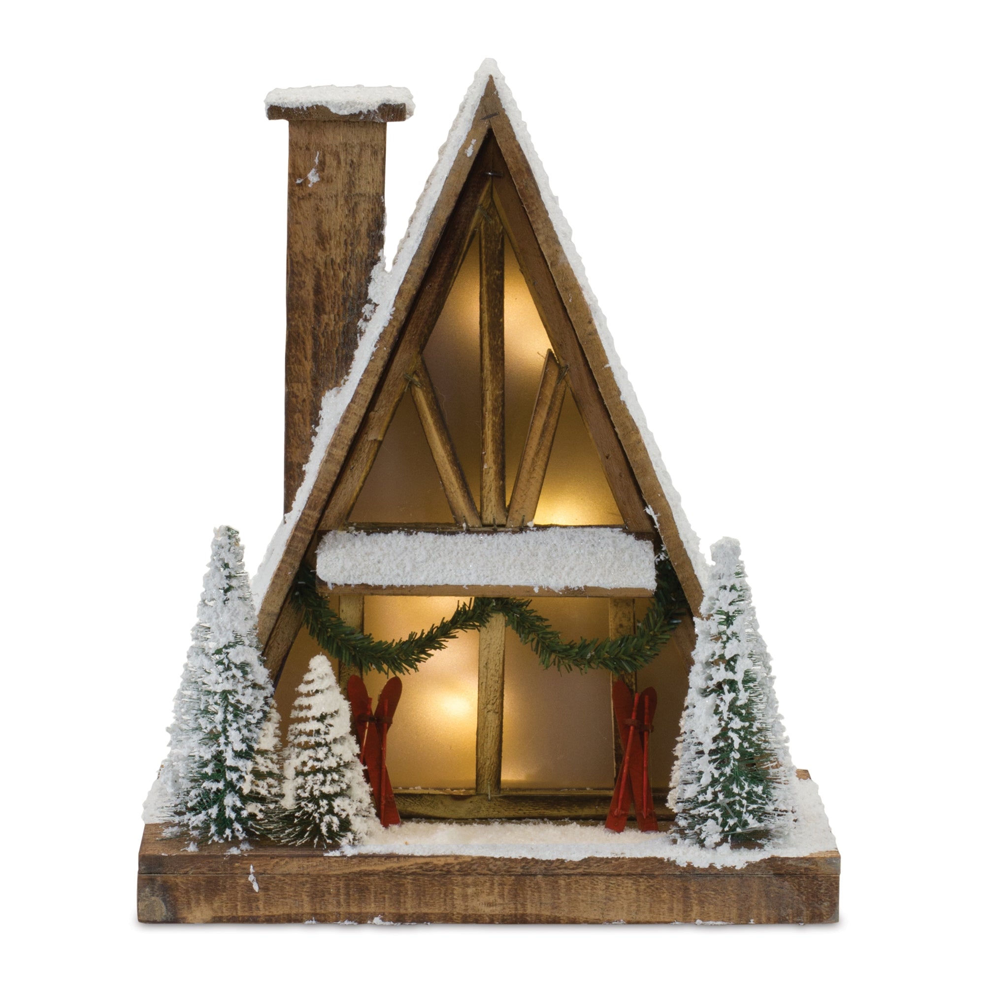 Vintage A-Frame Ski Lodge Lighted Display