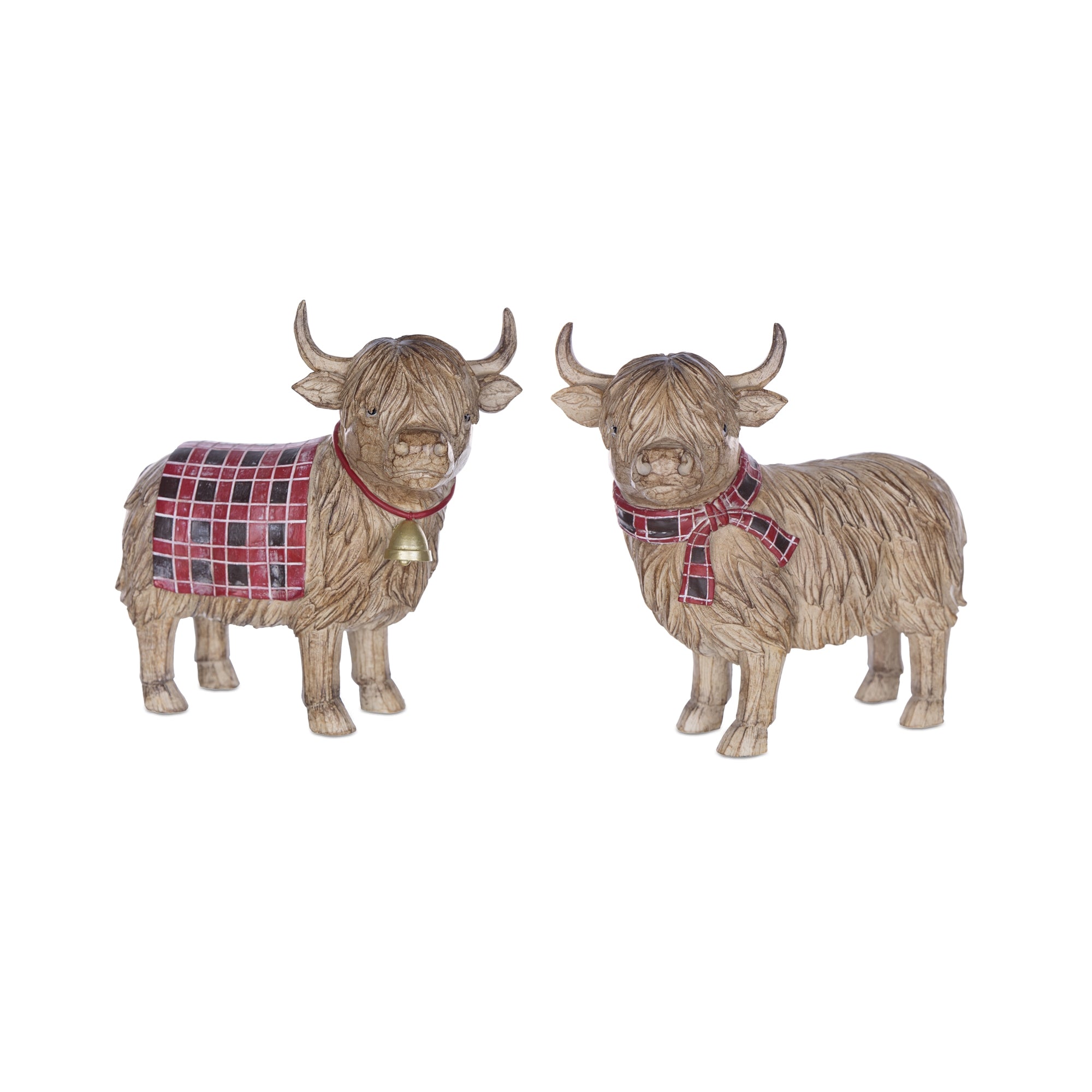 Highland Cow Winter Sculpture Set of 2