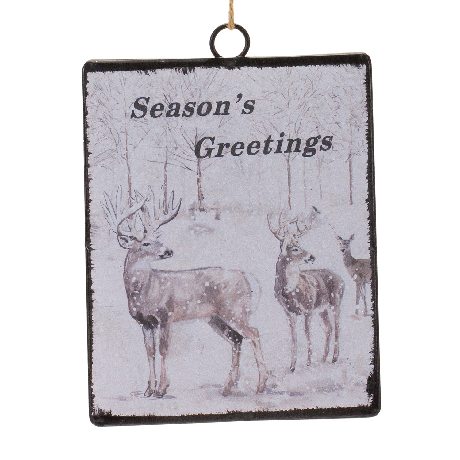 Glass Seasons Greetings Deer Ornament Set of 12