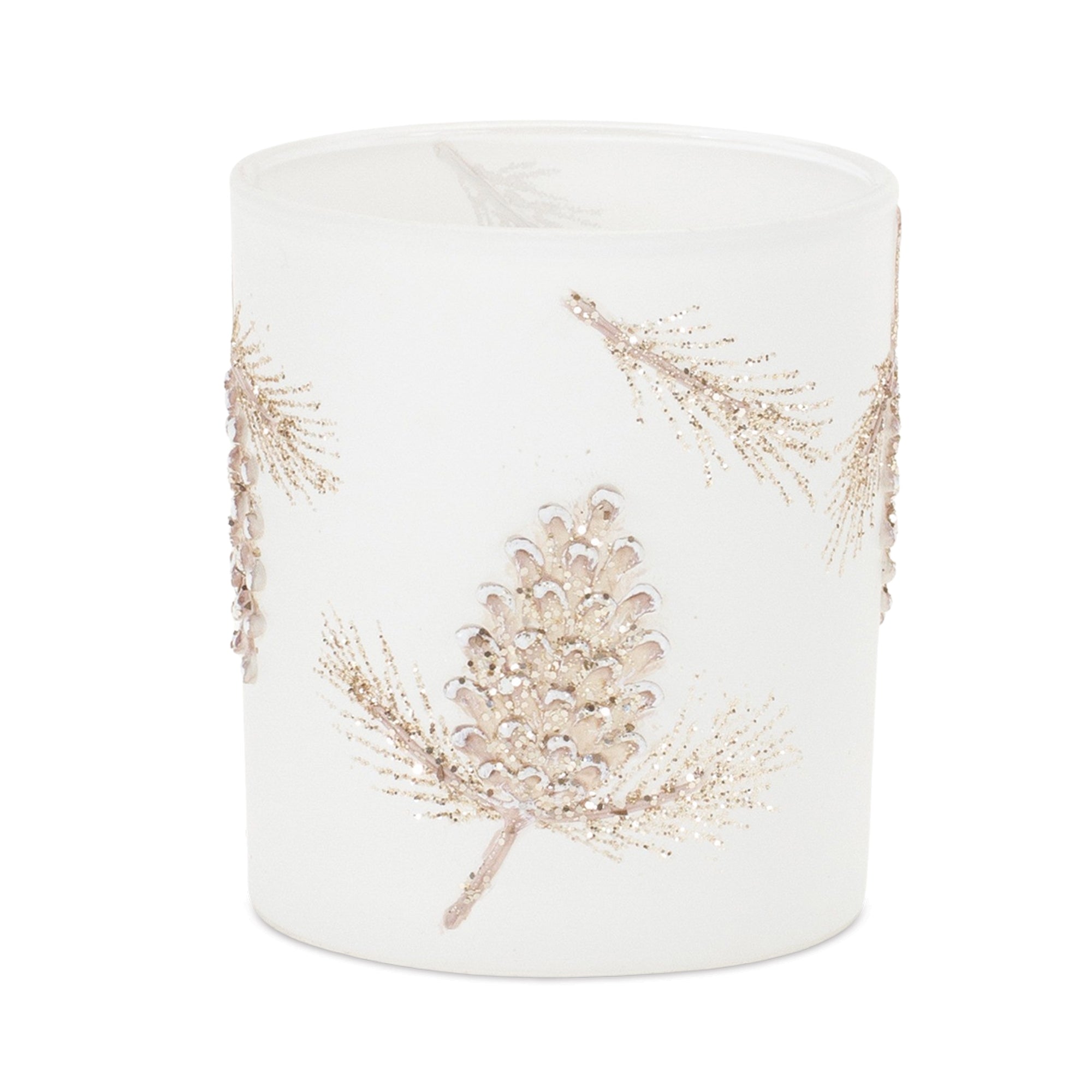 Glittered Pinecone Candle Holder Set of 6