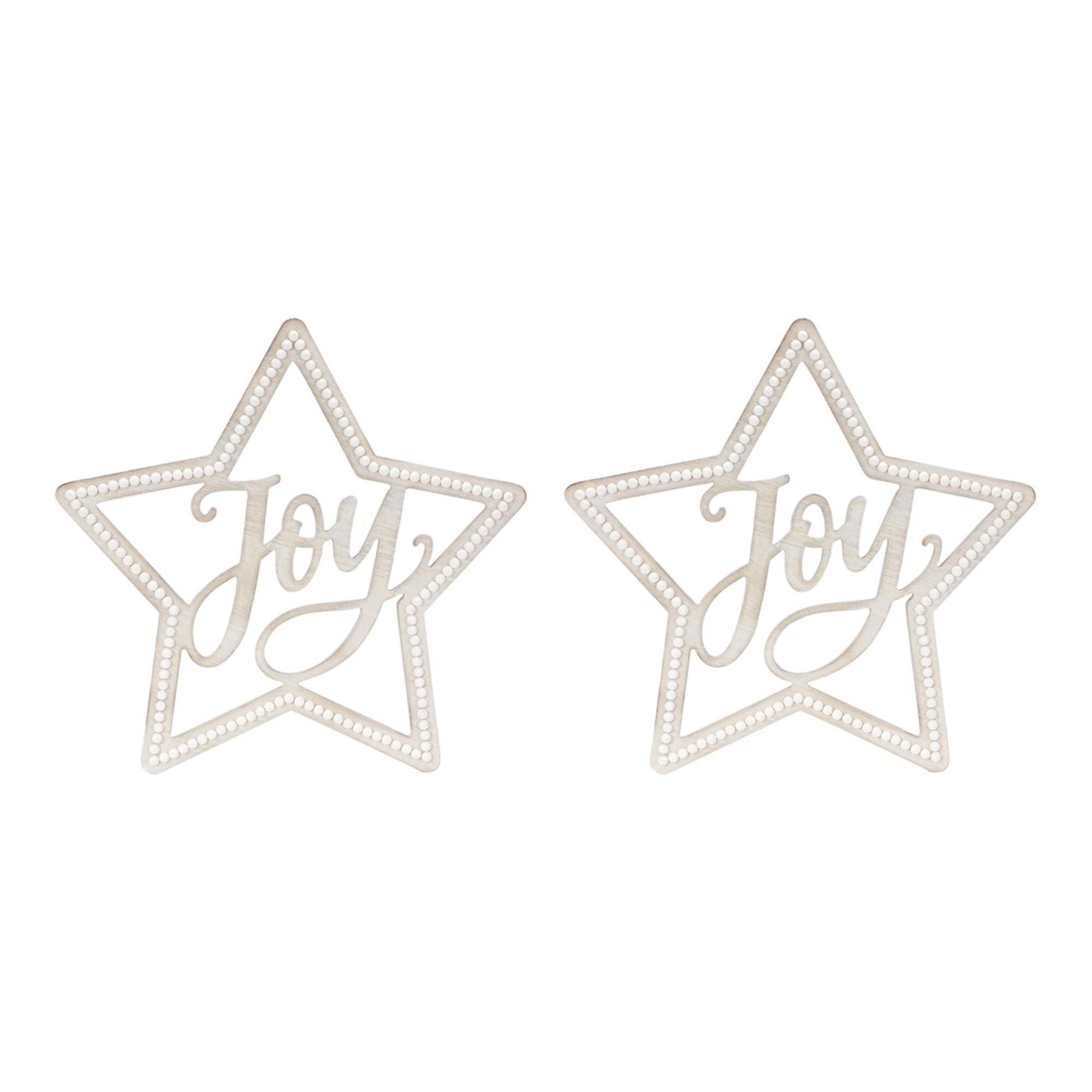Beaded Wood Star Set of 2