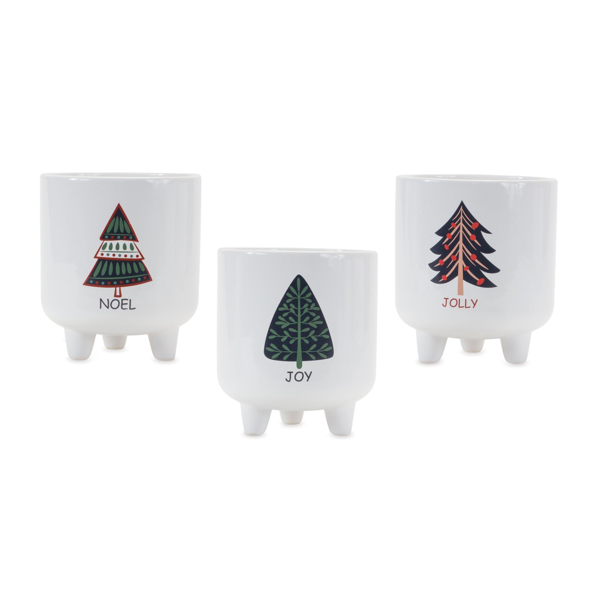 Footed Pine Tree Planter Set of 3