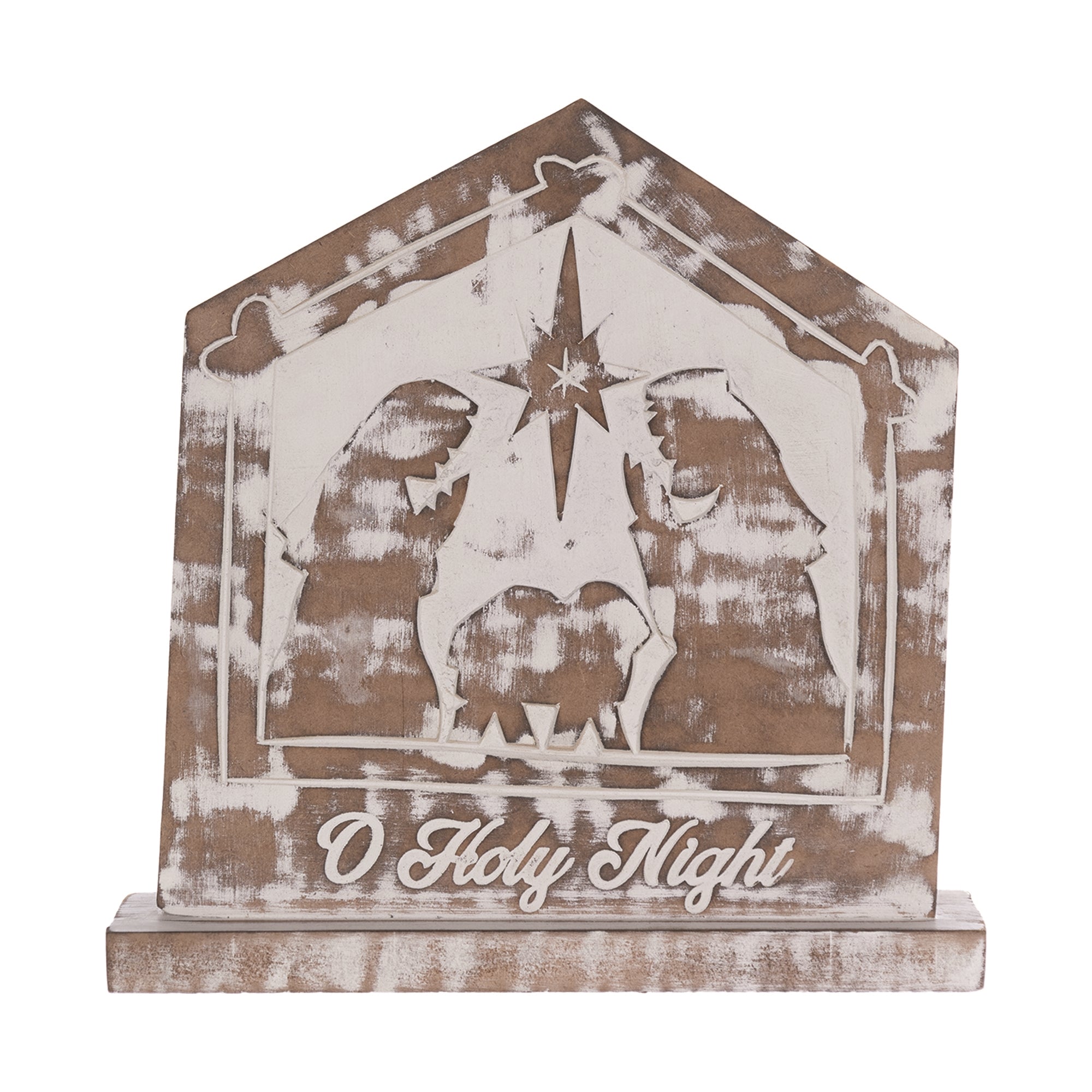White Washed Nativity Sign Set of 2