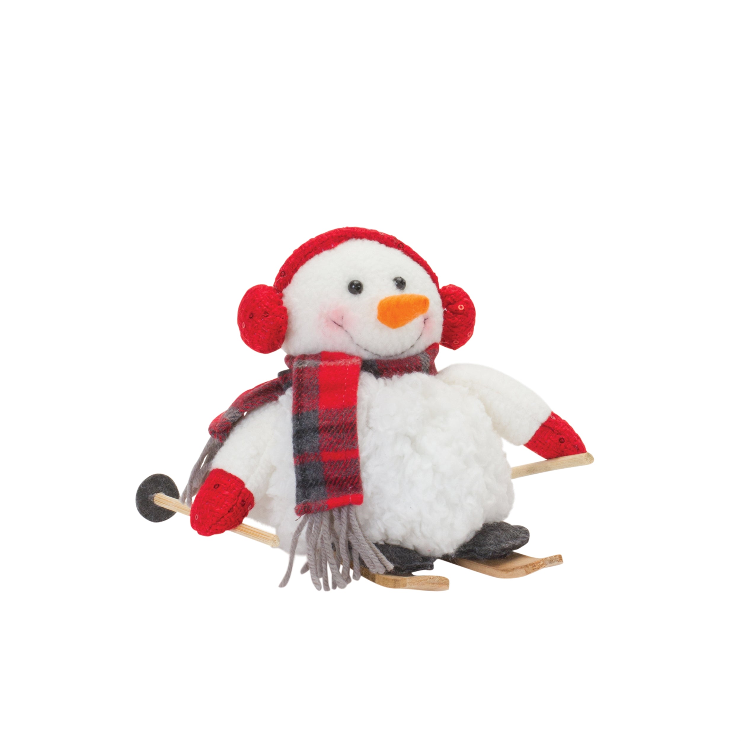 Plush Winter Sport Snowman Sculpture Set of 2