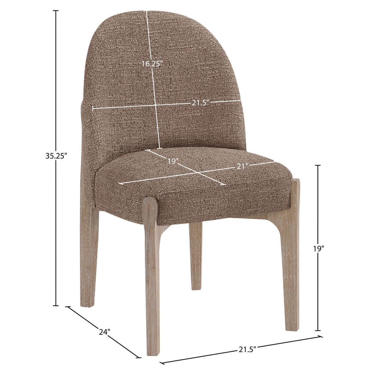 Torino Brown Fabric Upholstered Dining Chair Set of 2