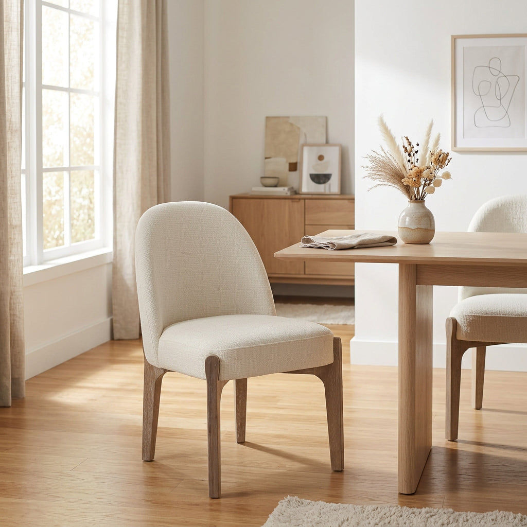 Torino Cream Fabric Upholstered Dining Chair Set of 2