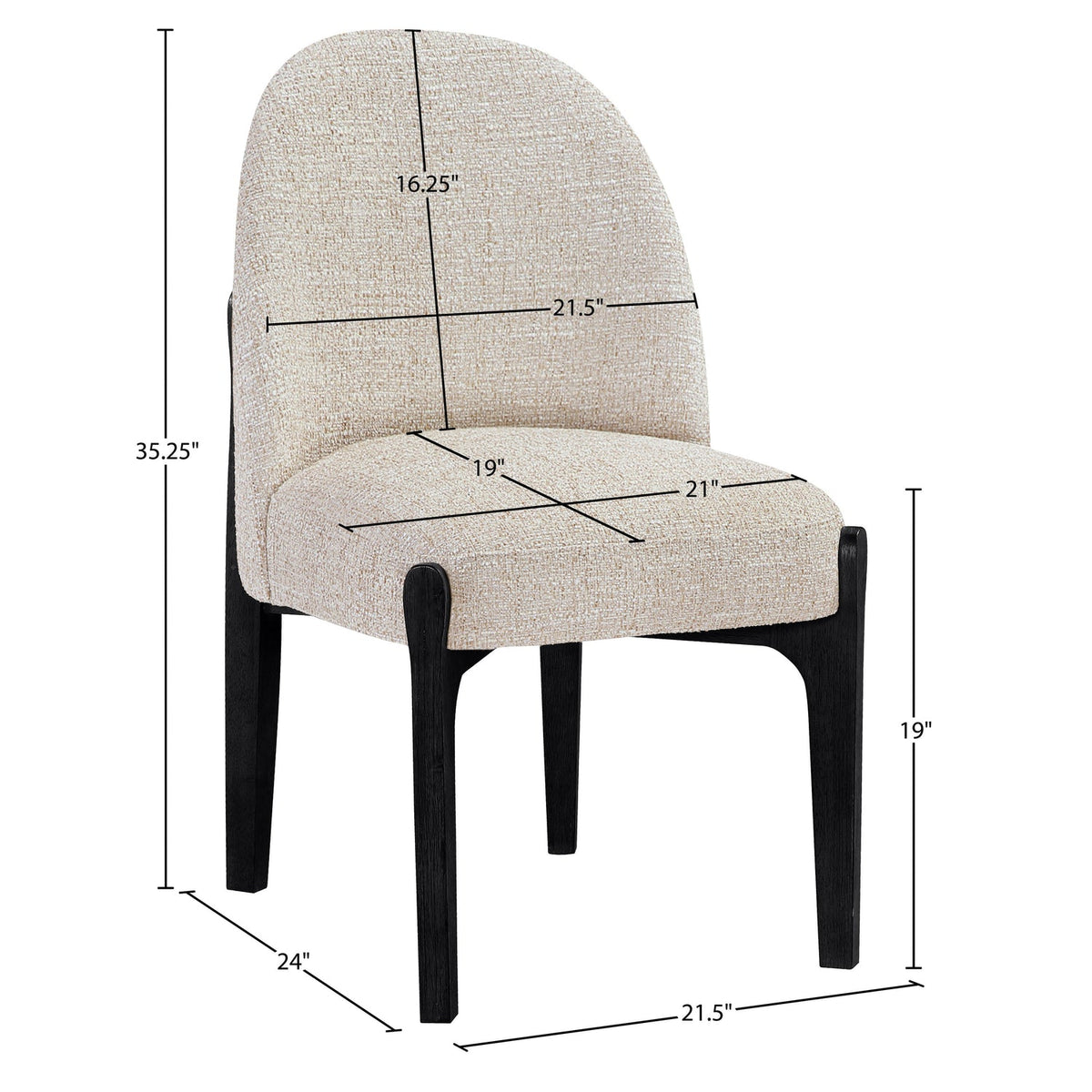 Torino Beige Fabric Upholstered Dining Chair Set of 2