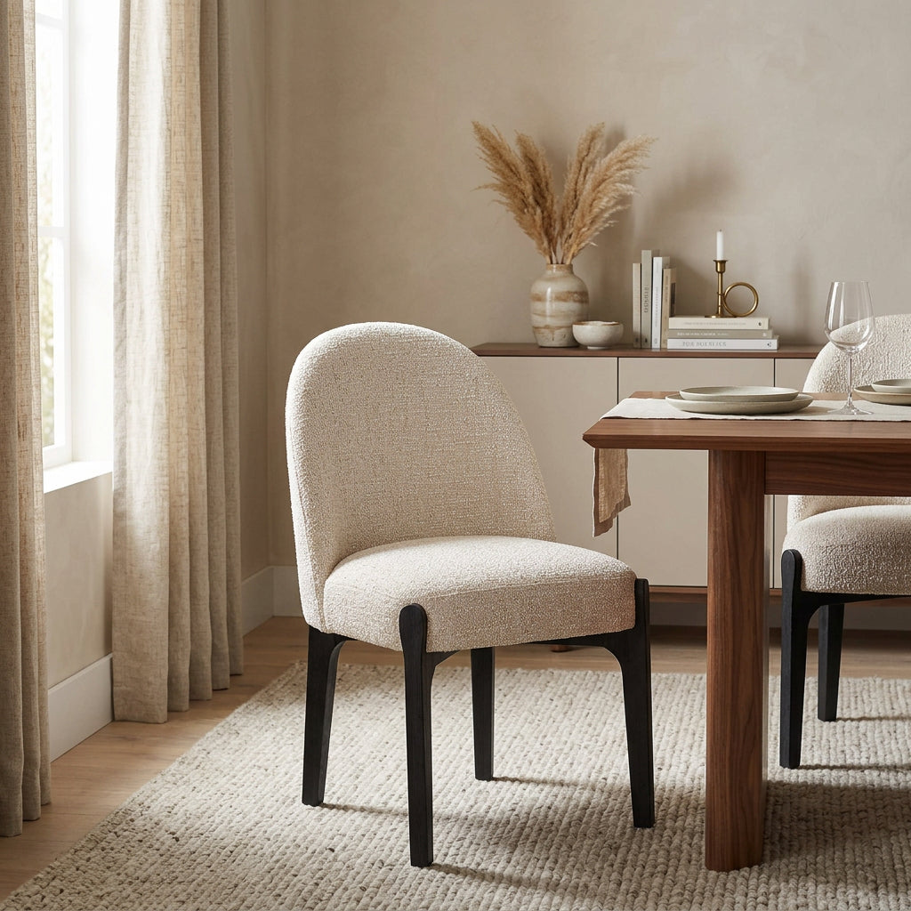 Torino Beige Fabric Upholstered Dining Chair Set of 2