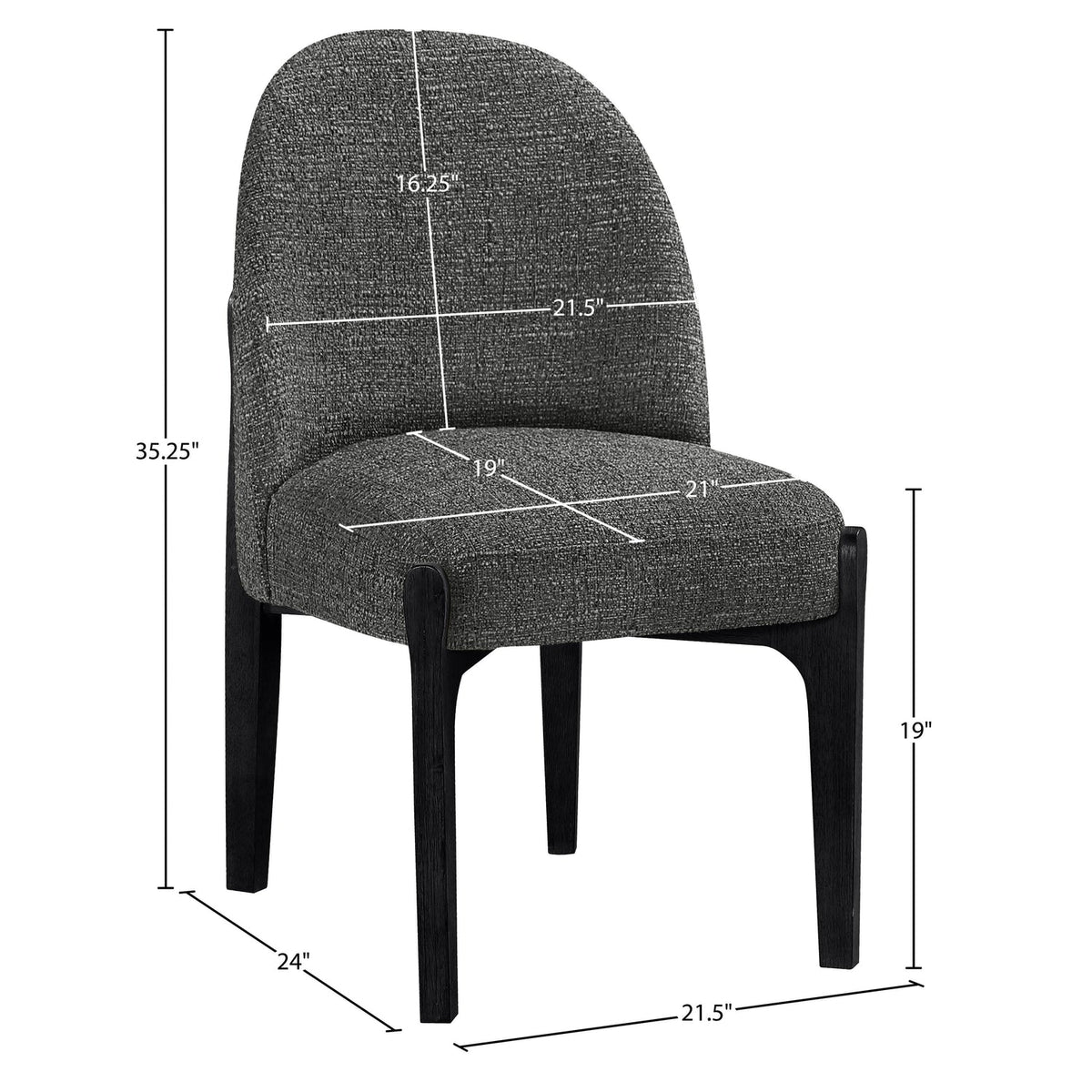Torino Black Fabric Upholstered Dining Chair Set of 2