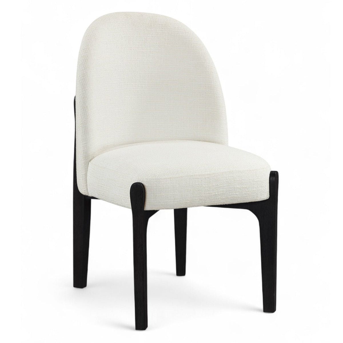 Torino Cream Fabric Upholstered Dining Chair, Set of 2 in black finish, primary product view