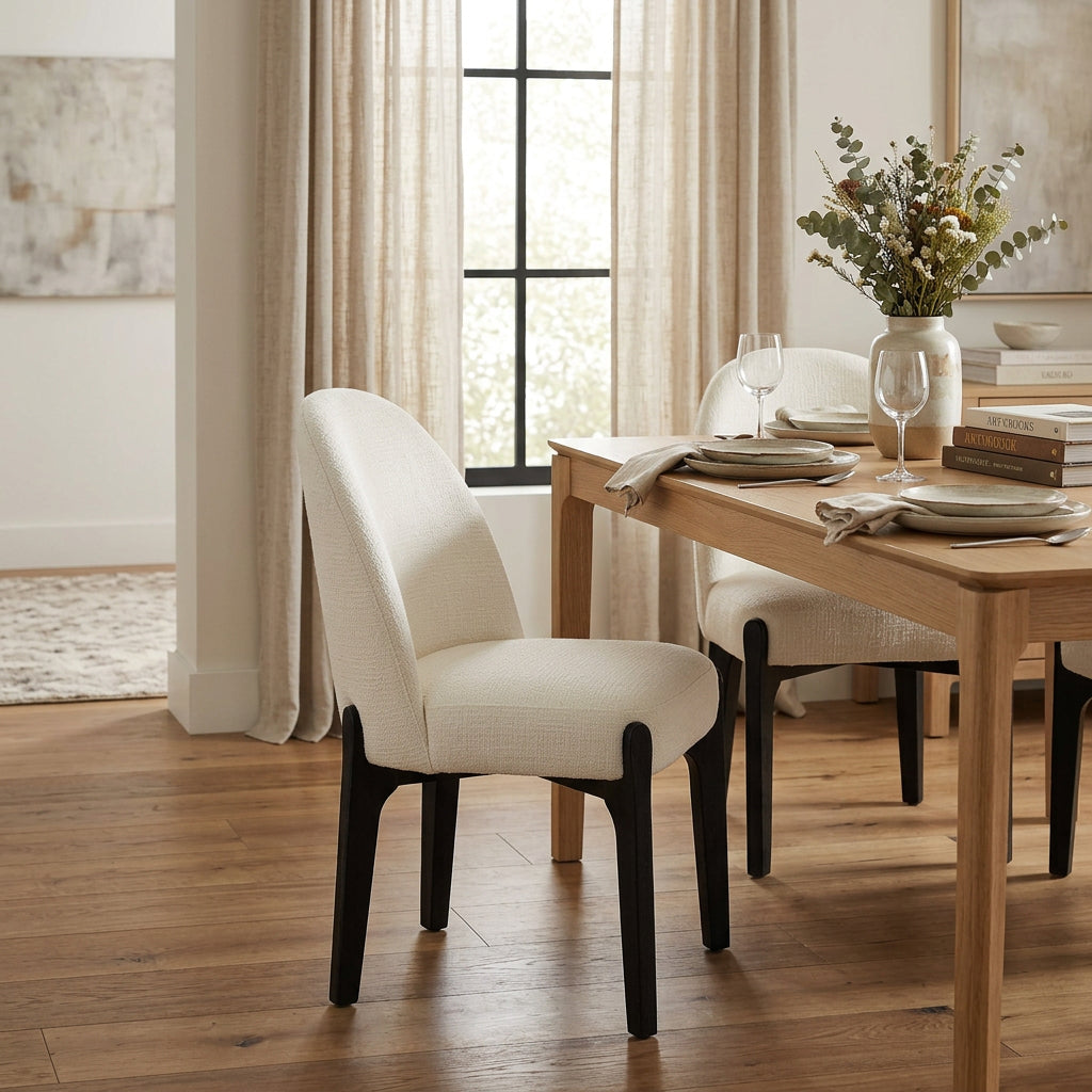 Torino Cream Fabric Upholstered Dining Chair Set of 2