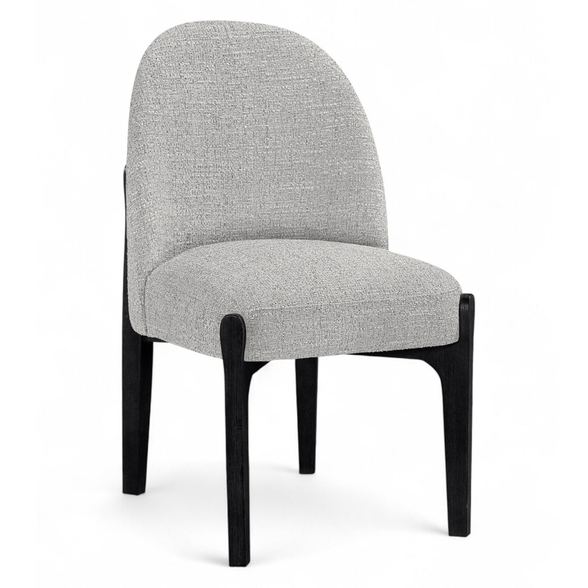 Torino Grey Fabric Upholstered Dining Chair, Set of 2 in grey polyester fabric, black finish, primary product view