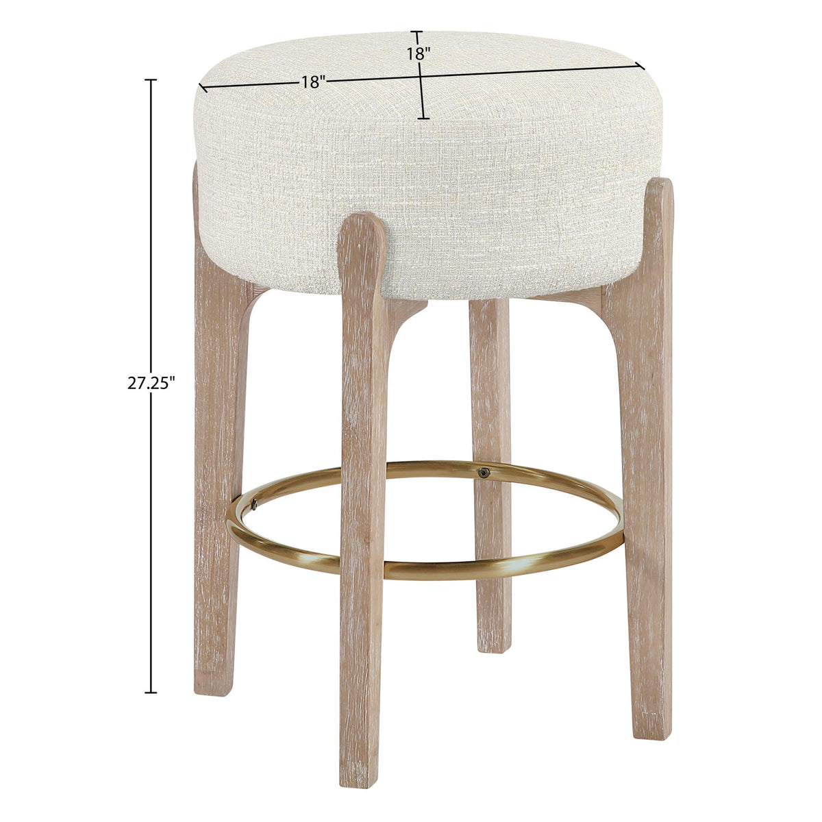 Torino Cream Fabric Upholstered Counter Stool Set of 2