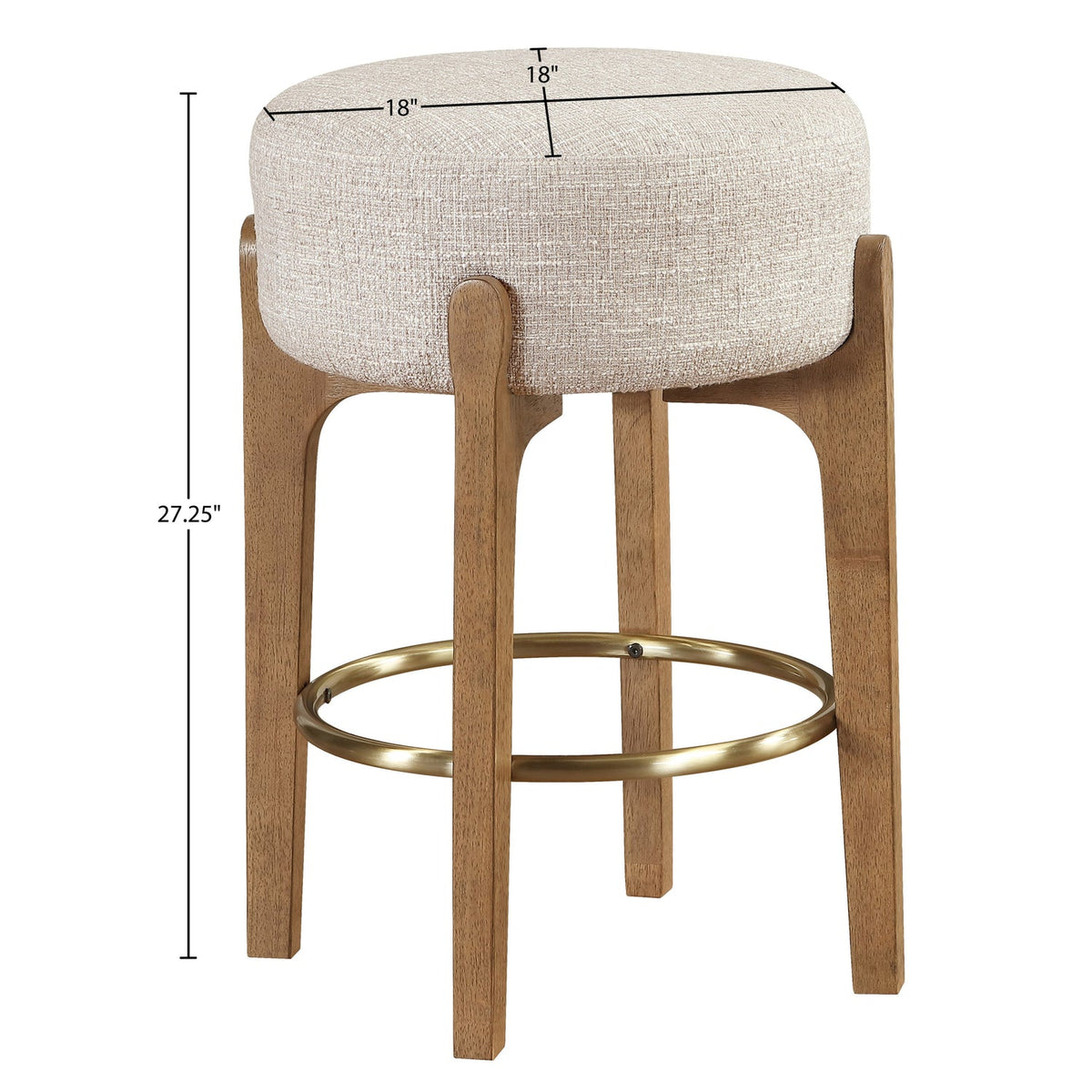 Torino Beige Fabric Upholstered Counter Stool Set of 2